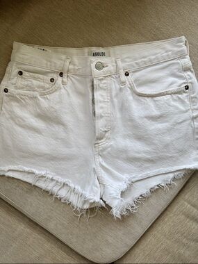 Agolde Parker White High-Rise Denim Shorts